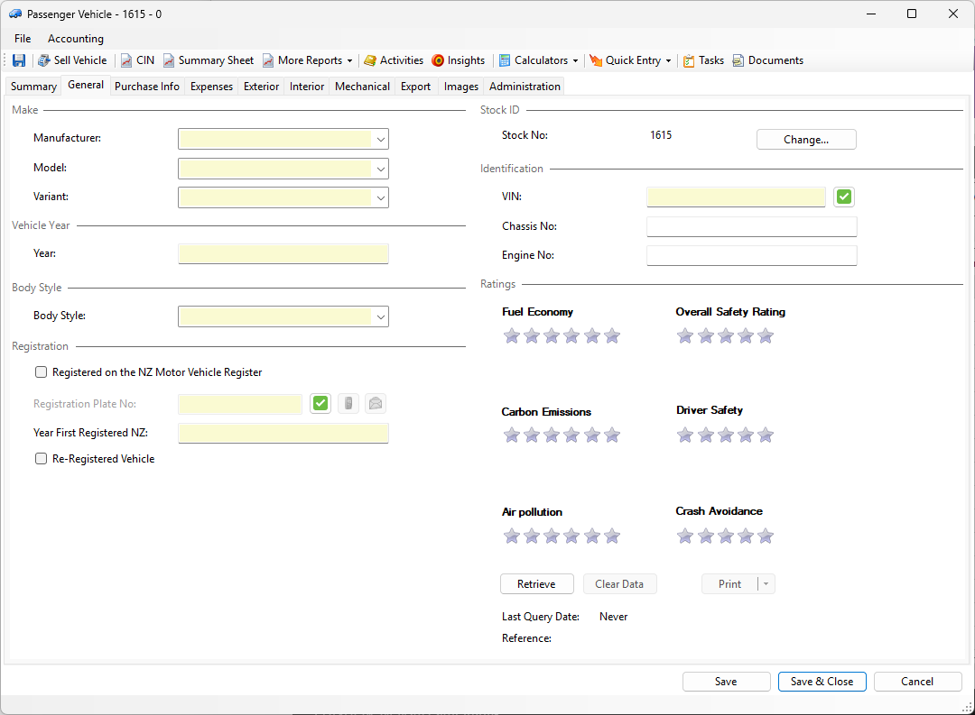General tab showing recommended fields highlighted in yellow