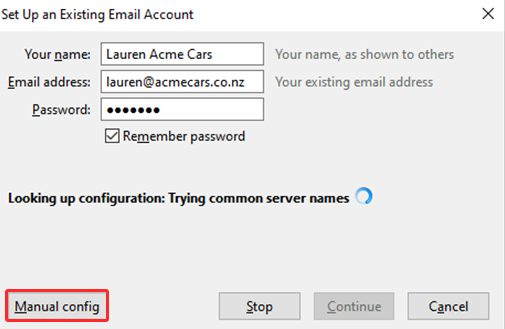 mozilla thunderbird help for settings up email account